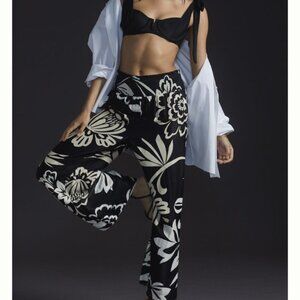 Floral Black and White Women's Pants